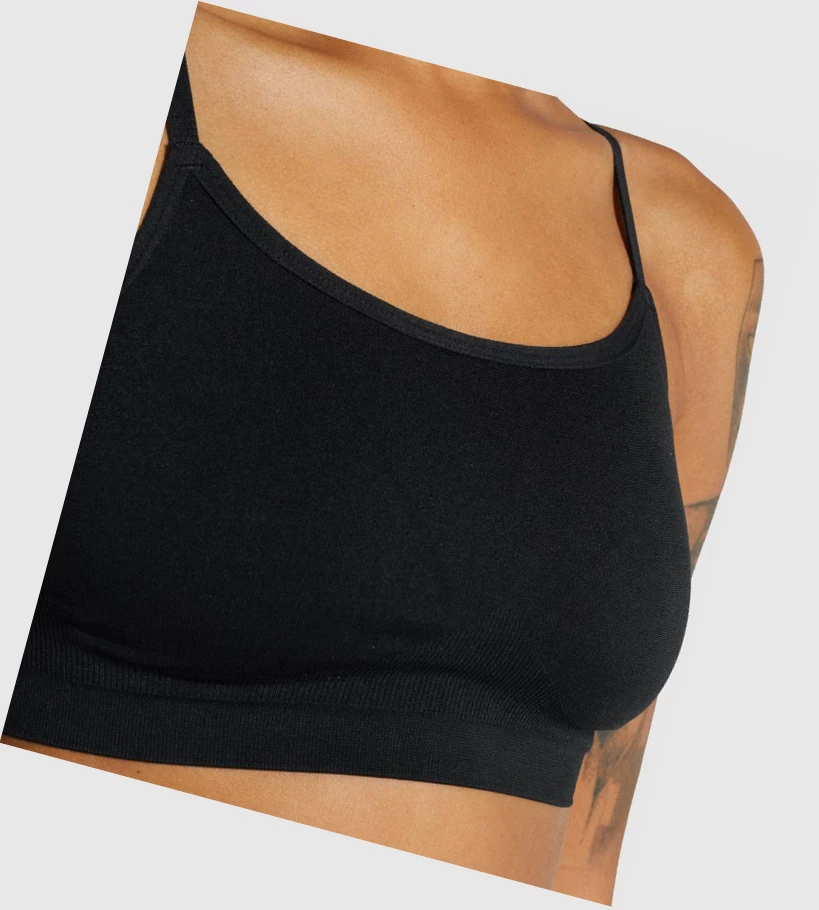 Ropa Interior Gymshark Seamless High Neck Bralette Mujer Negros | FTGIBSR-48