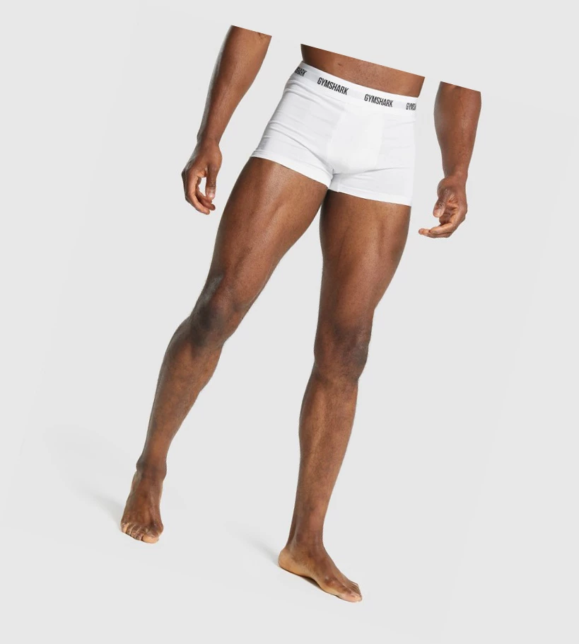 Ropa Interior Gymshark Trunk 2pk Hombre Blancos | ETXMLPQ-32