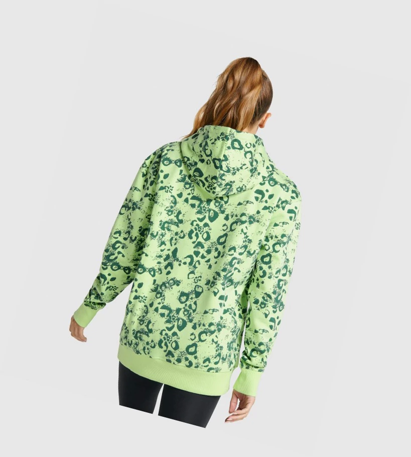 Sudadera Con Capucha Gymshark Animal Estampados Mujer Verdes Claro Verdes Oscuro | SPMOGCR-63