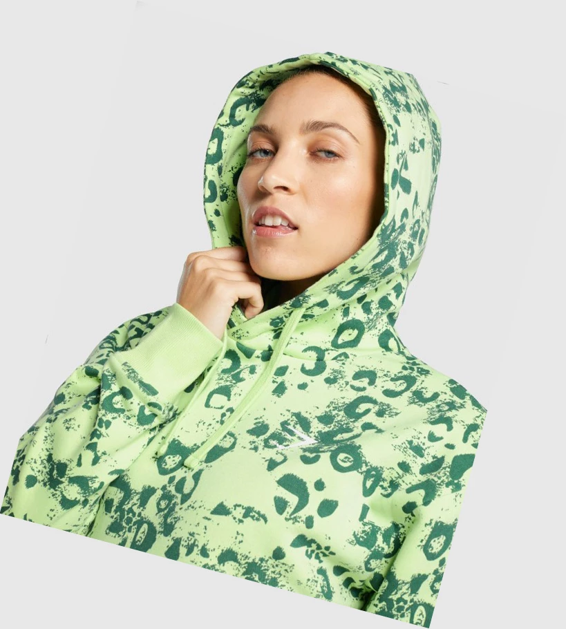 Sudadera Con Capucha Gymshark Animal Estampados Mujer Verdes Claro Verdes Oscuro | SPMOGCR-63