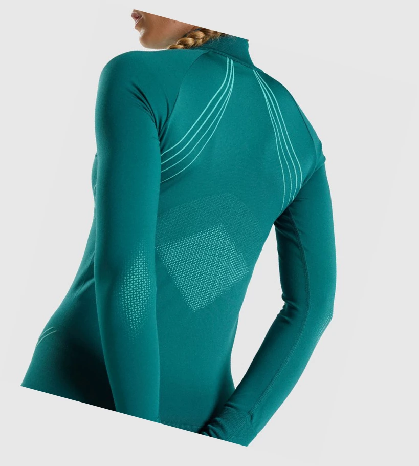 Sudadera Con Capucha Gymshark Apex Seamless 1/4 Zip Mujer Turquesa | IWAQZVD-82