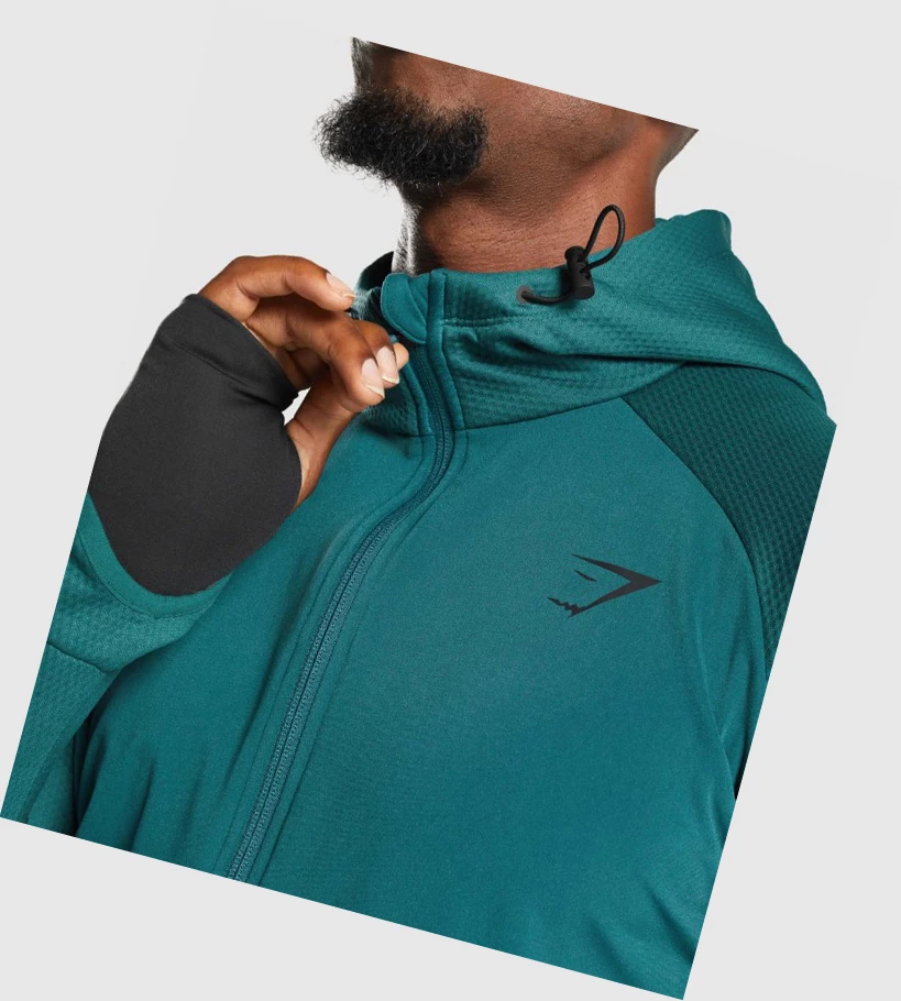 Sudadera Con Capucha Gymshark Apex Zip Hombre Turquesa | MVPFCGN-21