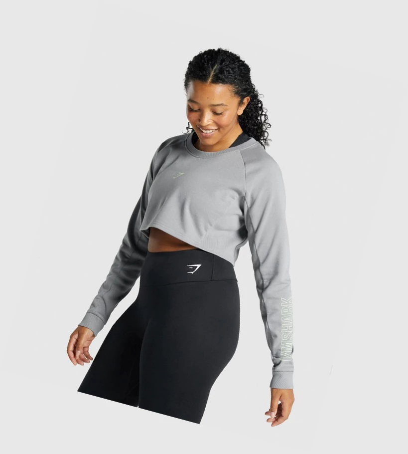 Sudadera Con Capucha Gymshark Apollo Estampados Cropped Sueter Mujer Grises | FRDLTAO-36