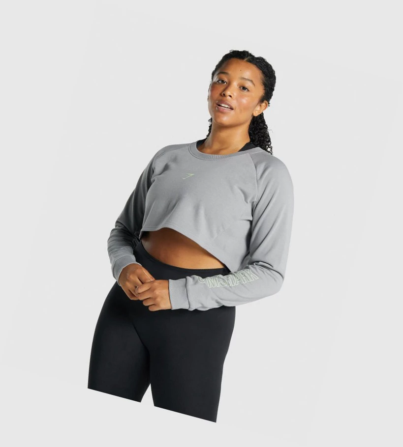 Sudadera Con Capucha Gymshark Apollo Estampados Cropped Sueter Mujer Grises | FRDLTAO-36