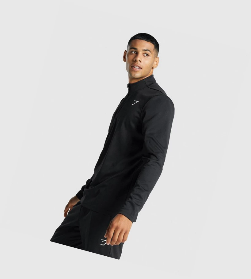 Sudadera Con Capucha Gymshark Arrival 1/4 Zip Hombre Negros | EHRWYAN-64