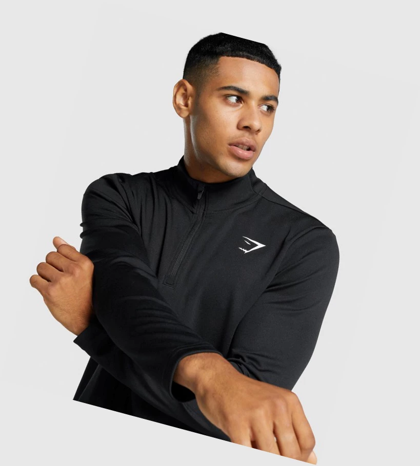 Sudadera Con Capucha Gymshark Arrival 1/4 Zip Hombre Negros | EHRWYAN-64