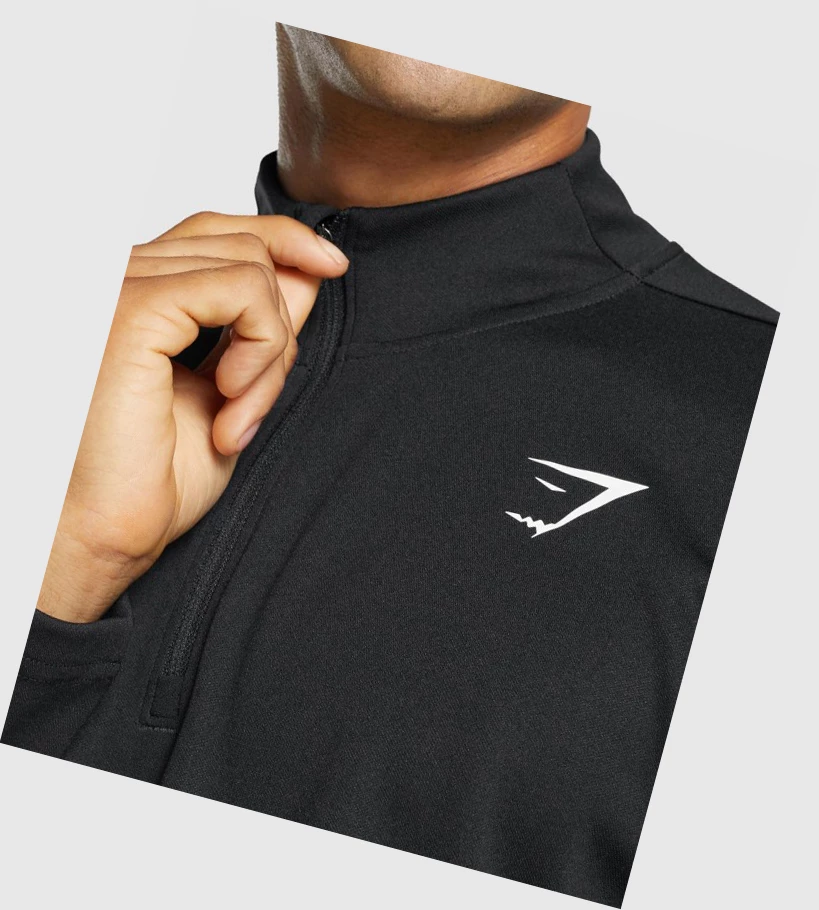 Sudadera Con Capucha Gymshark Arrival 1/4 Zip Hombre Negros | EHRWYAN-64