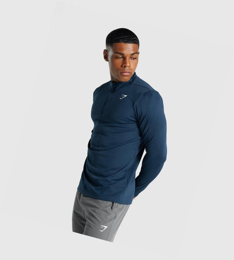 Sudadera Con Capucha Gymshark Arrival 1/4 Zip Hombre Azul Marino | LCNUDAJ-92