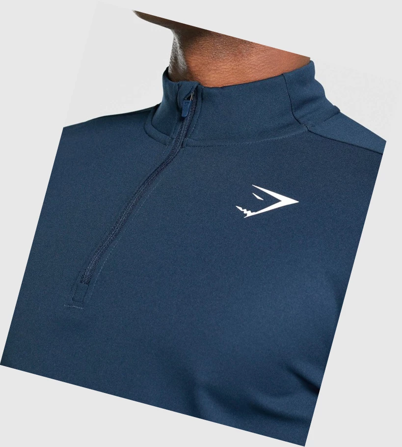 Sudadera Con Capucha Gymshark Arrival 1/4 Zip Hombre Azul Marino | LCNUDAJ-92