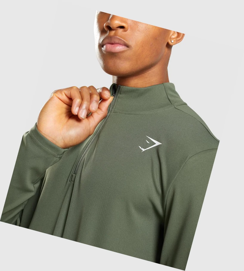 Sudadera Con Capucha Gymshark Arrival 1/4 Zip Hombre Verde Oliva | XTDNEYI-45