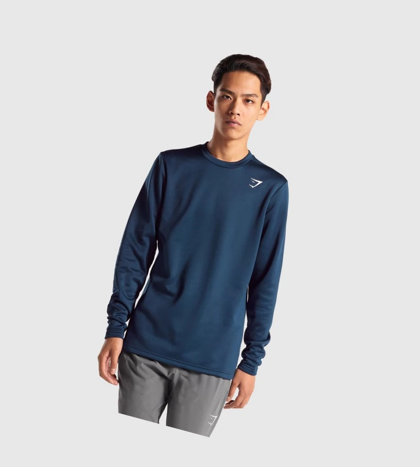 Sudadera Con Capucha Gymshark Arrival Crew Sweatshirt Hombre Azul Marino | ARLDVTN-36