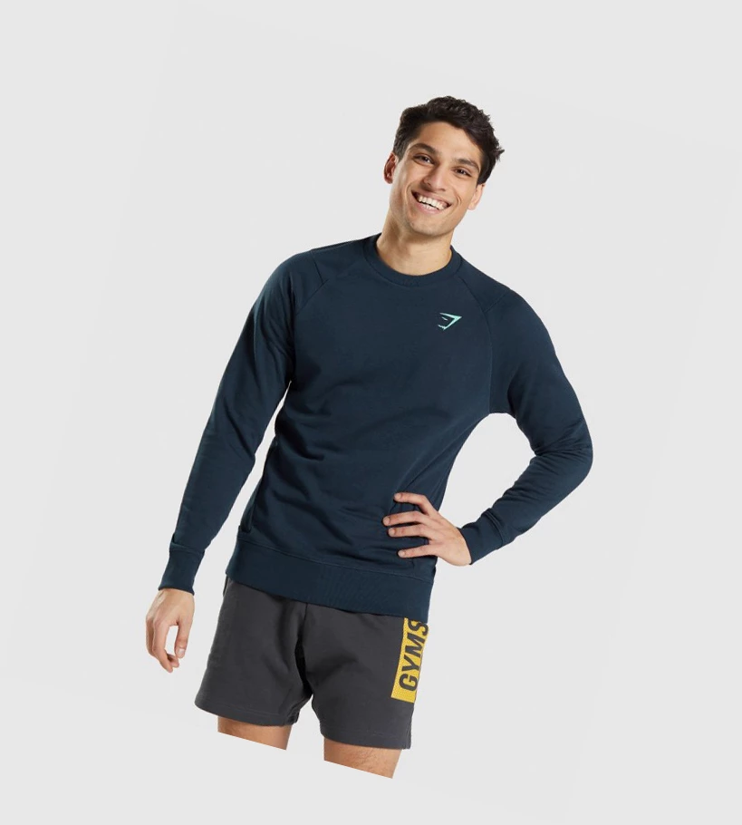 Sudadera Con Capucha Gymshark Bold Crew Hombre Azul Marino | QOBTLUG-78