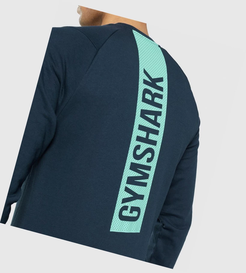 Sudadera Con Capucha Gymshark Bold Crew Hombre Azul Marino | QOBTLUG-78