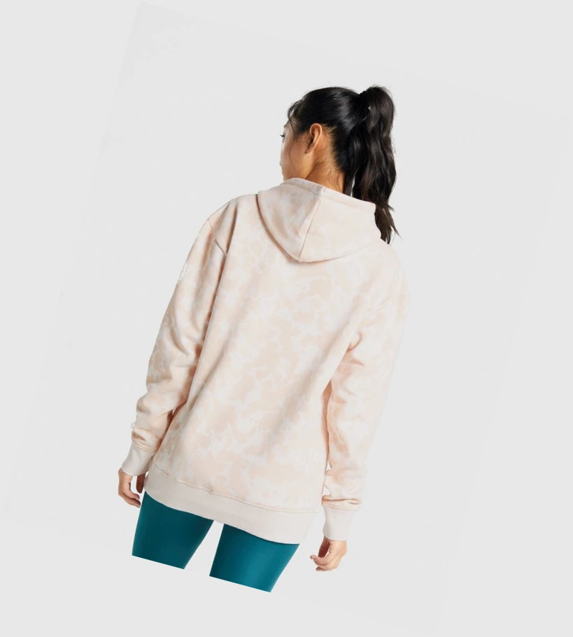 Sudadera Con Capucha Gymshark Camo Estampados Oversized Mujer Creme Marrom Claro | ILPHKUJ-15