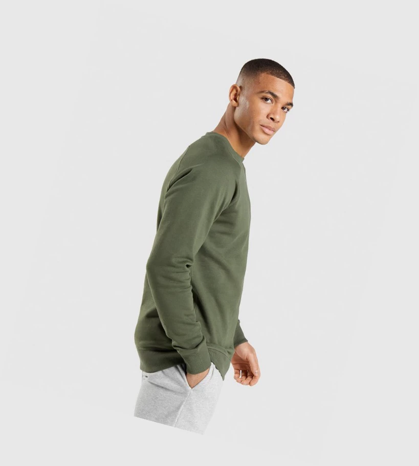 Sudadera Con Capucha Gymshark Crest Sweatshirt Hombre Verde Oliva | GFDMKTJ-14