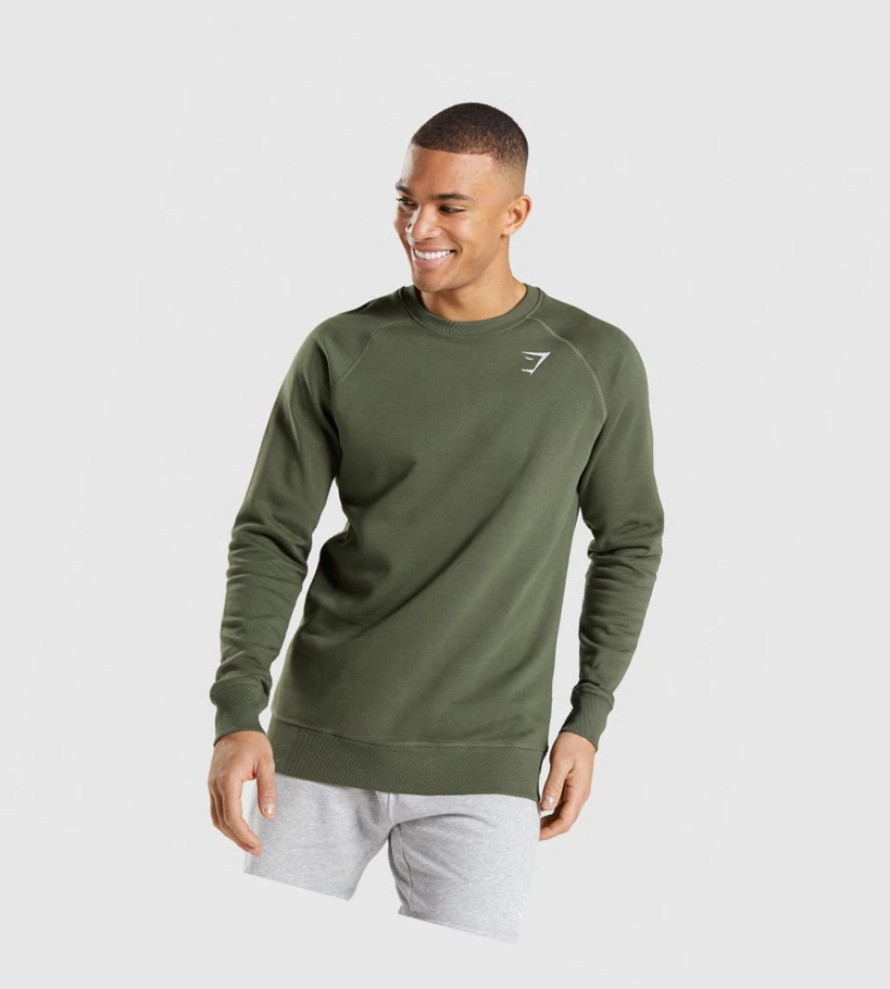 Sudadera Con Capucha Gymshark Crest Sweatshirt Hombre Verde Oliva | GFDMKTJ-14