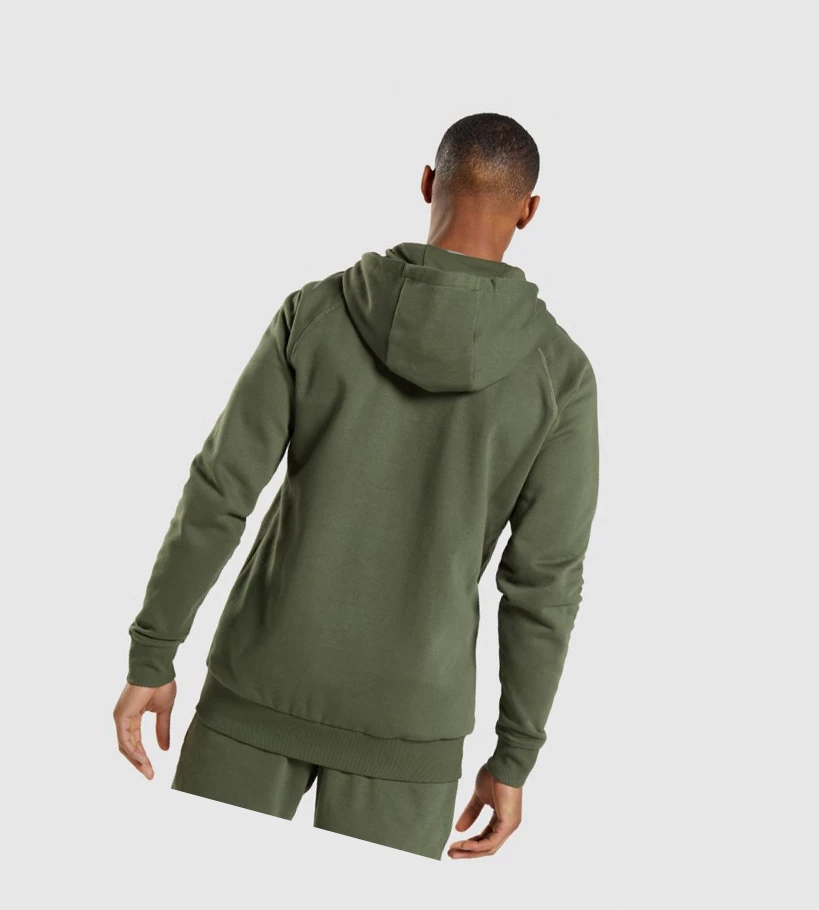 Sudadera Con Capucha Gymshark Crest Zip Up Hombre Verde Oliva | KQNVTZA-83