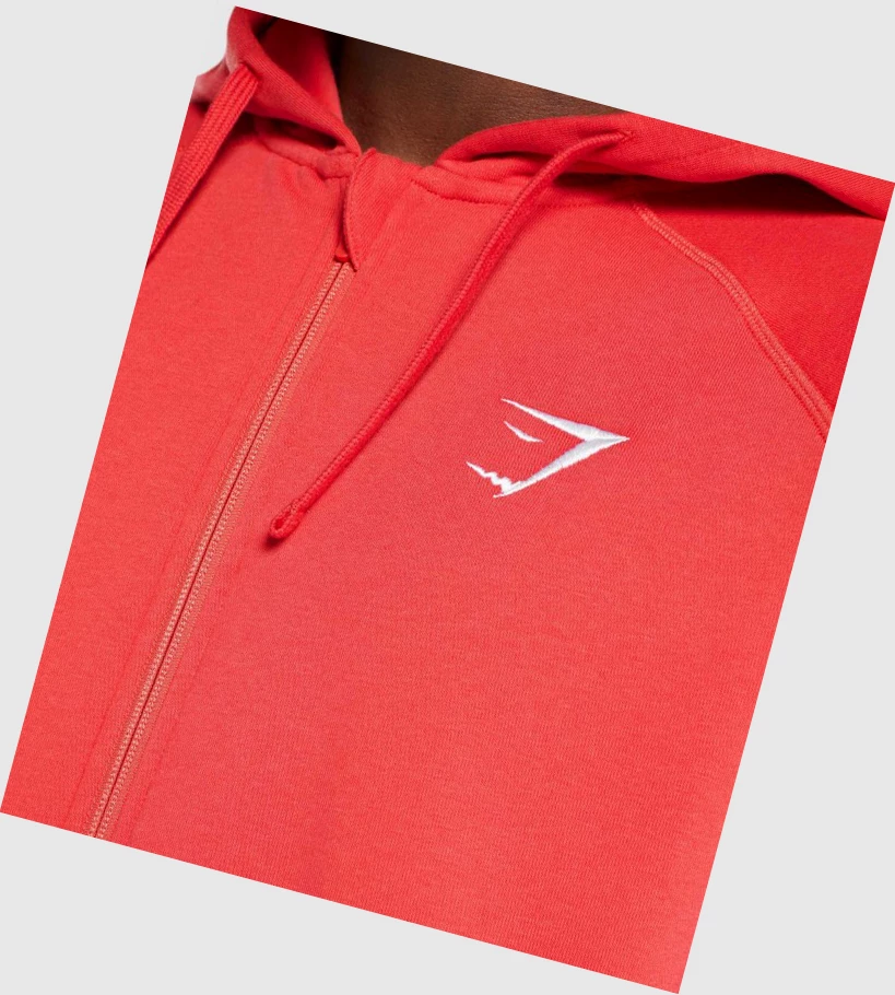 Sudadera Con Capucha Gymshark Crest Zip Up Hombre Rojos | MSJNXGH-03