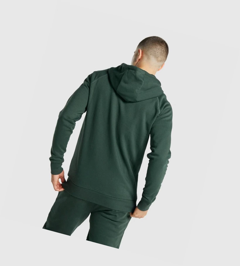 Sudadera Con Capucha Gymshark Crest Zip Up Hombre Verdes Oscuro | RASIEFQ-27