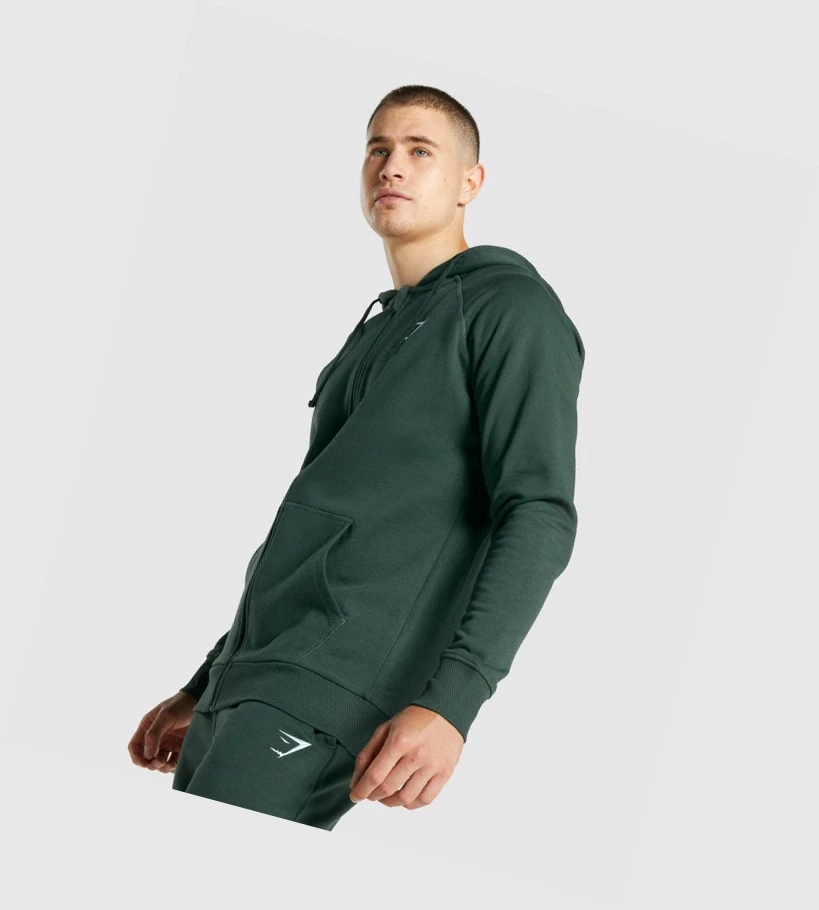 Sudadera Con Capucha Gymshark Crest Zip Up Hombre Verdes Oscuro | RASIEFQ-27