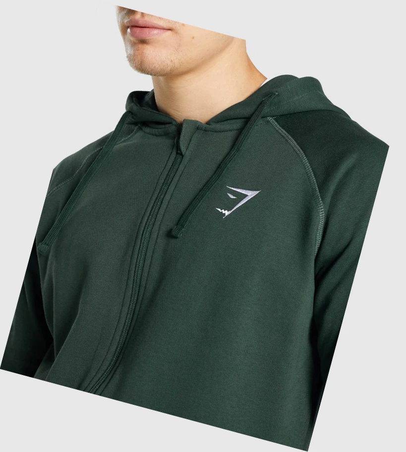 Sudadera Con Capucha Gymshark Crest Zip Up Hombre Verdes Oscuro | RASIEFQ-27