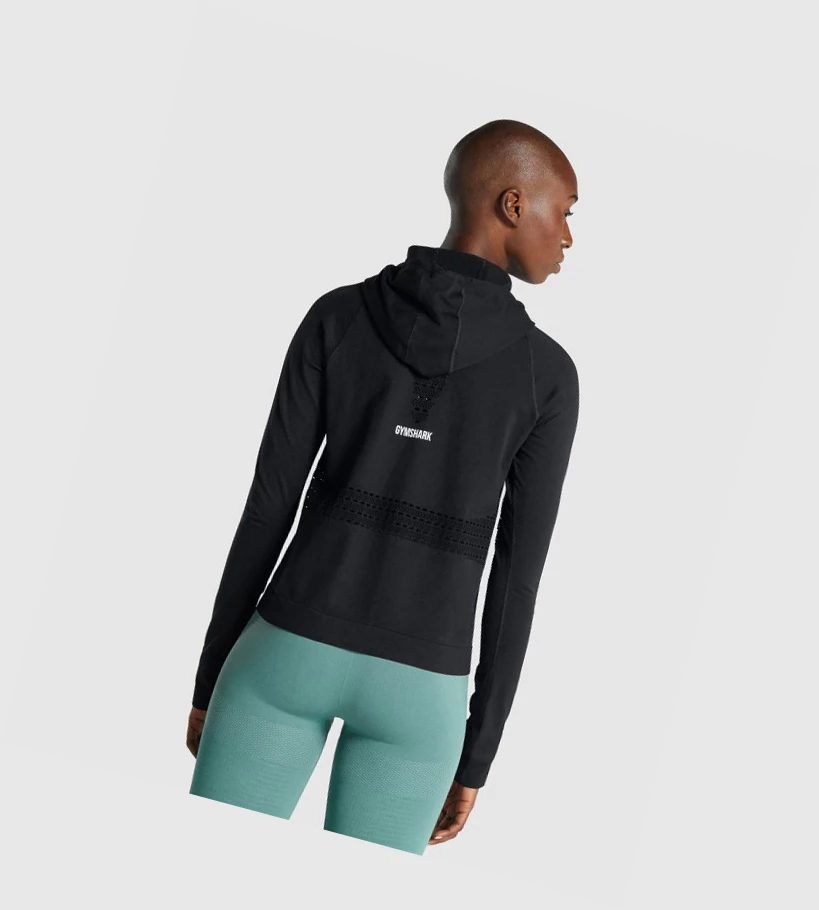 Sudadera Con Capucha Gymshark Energy Seamless Mujer Negros | ZWJBKCI-30