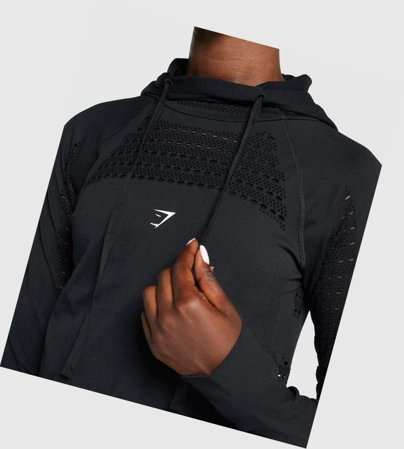 Sudadera Con Capucha Gymshark Energy Seamless Mujer Negros | ZWJBKCI-30