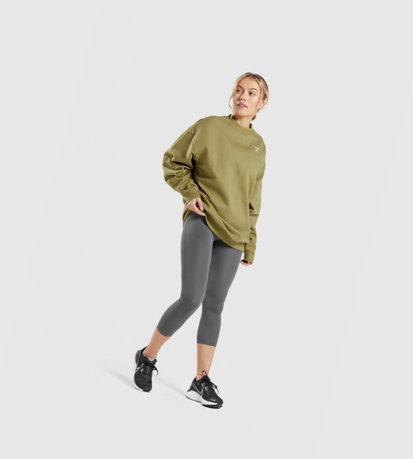 Sudadera Con Capucha Gymshark Entrenamiento Oversized Sweatshirt Mujer Verdes | EKCDMSY-01