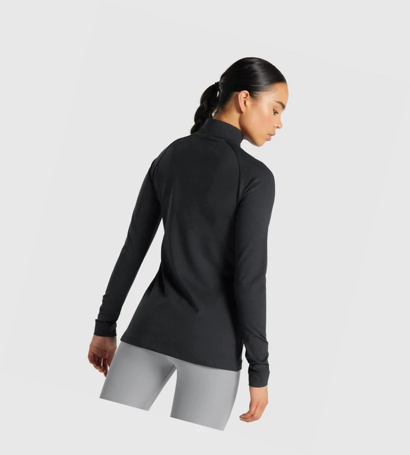 Sudadera Con Capucha Gymshark Entrenamiento 1/4 Zip Mujer Negros | HMXUGKF-02