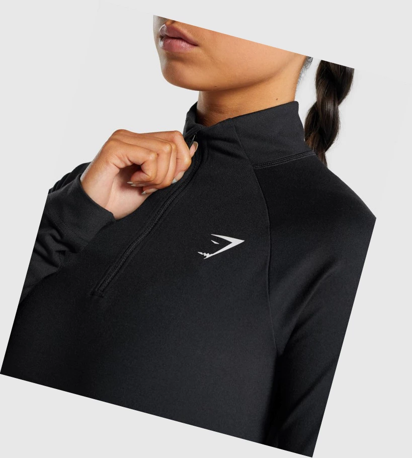 Sudadera Con Capucha Gymshark Entrenamiento 1/4 Zip Mujer Negros | HMXUGKF-02