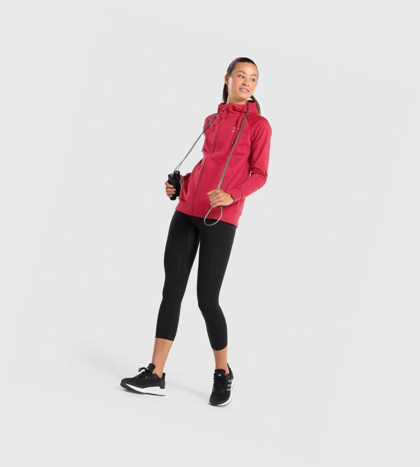 Sudadera Con Capucha Gymshark Entrenamiento Zip Up Mujer Vino | NRVEMGW-64