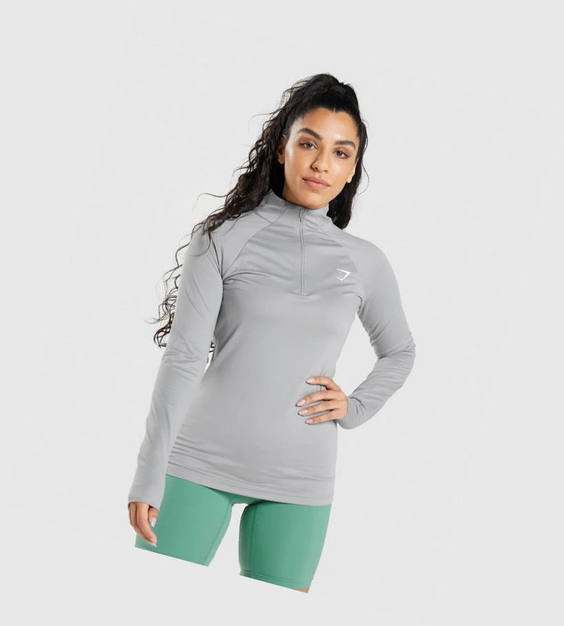 Sudadera Con Capucha Gymshark Entrenamiento 1/4 Zip Mujer Grises | RCZULYM-78