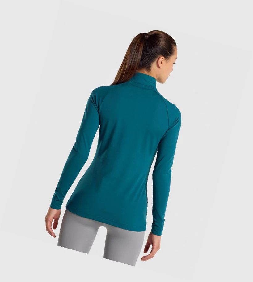 Sudadera Con Capucha Gymshark Entrenamiento 1/4 Zip Mujer Turquesa | TRSJGLE-76