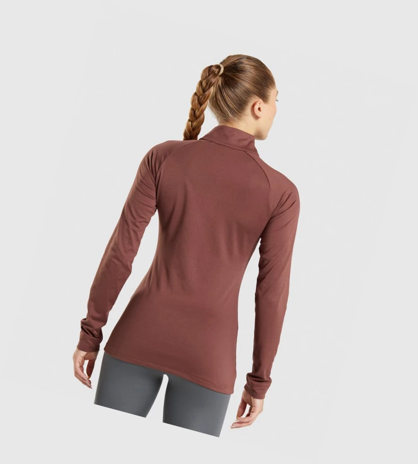 Sudadera Con Capucha Gymshark Entrenamiento 1/4 Zip Mujer Rosas Marrom | VKLMARW-07