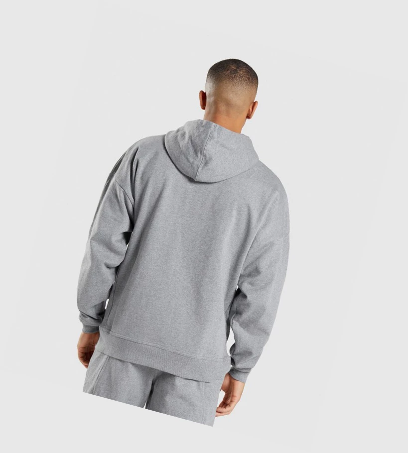 Sudadera Con Capucha Gymshark Essential Oversized Zip Up Hombre Grises | DZOIRSP-42