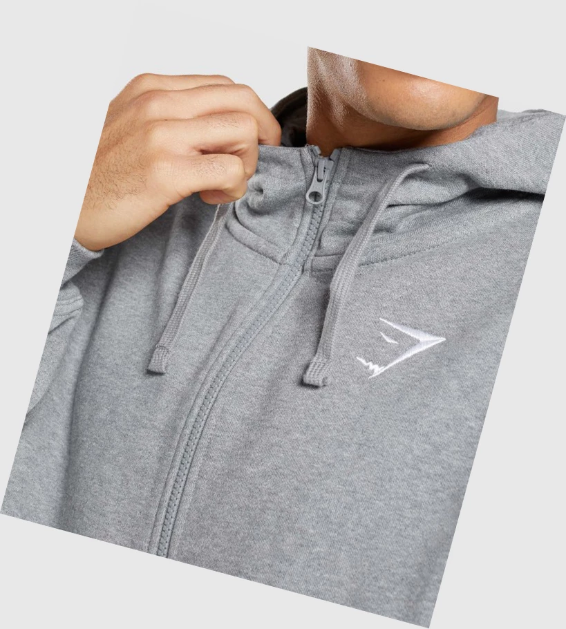 Sudadera Con Capucha Gymshark Essential Oversized Zip Up Hombre Grises | DZOIRSP-42