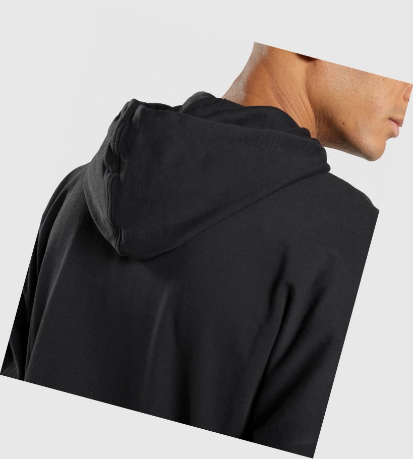 Sudadera Con Capucha Gymshark Essential Oversized Zip Up Hombre Negros | QMBGSEH-26