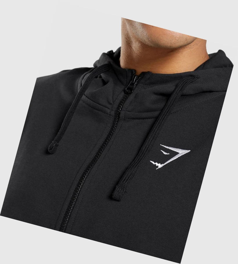 Sudadera Con Capucha Gymshark Essential Oversized Zip Up Hombre Negros | QMBGSEH-26