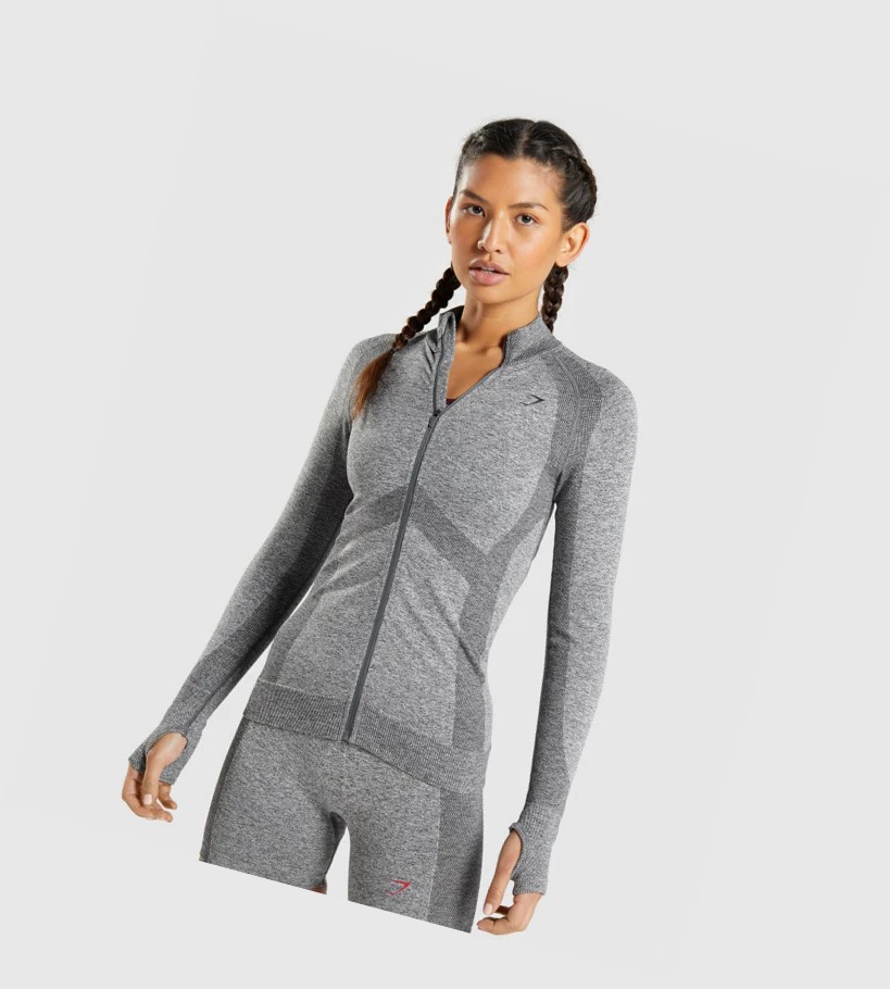 Sudadera Con Capucha Gymshark Flex Zip Through Jacket Mujer Grises | HOAEWXR-69