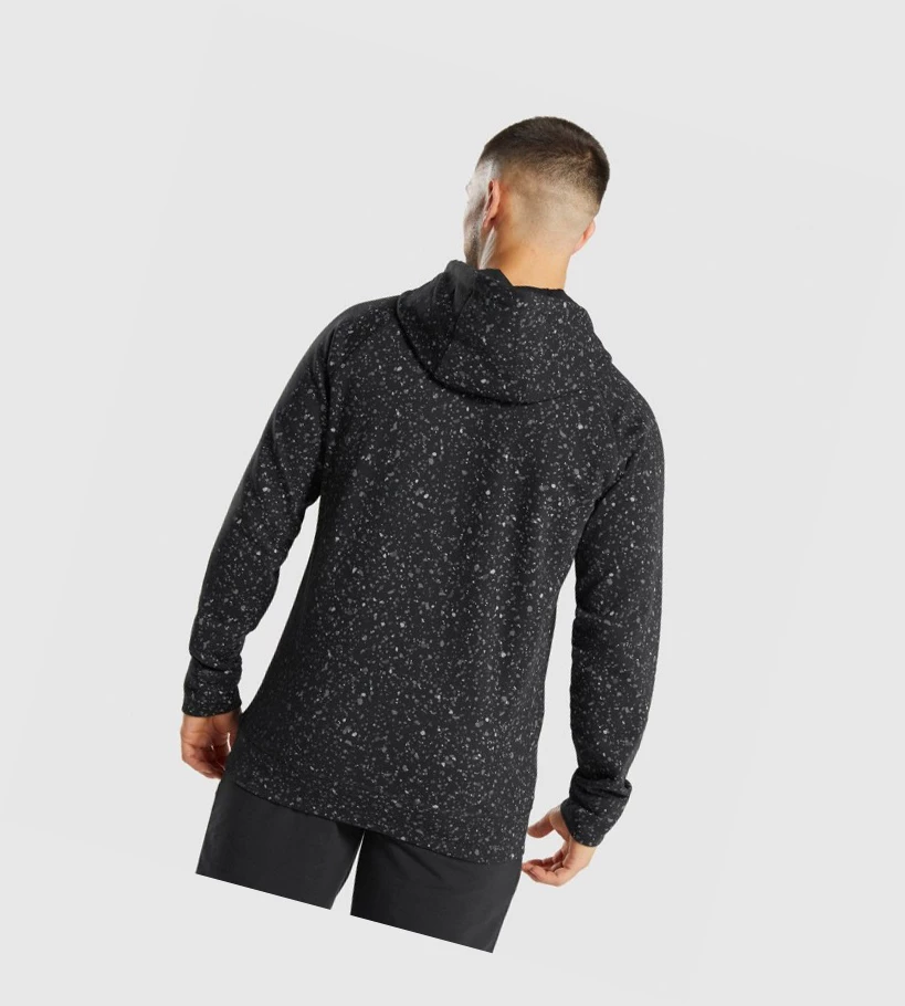 Sudadera Con Capucha Gymshark Micro Print Hombre Negros | HLKEBXN-43