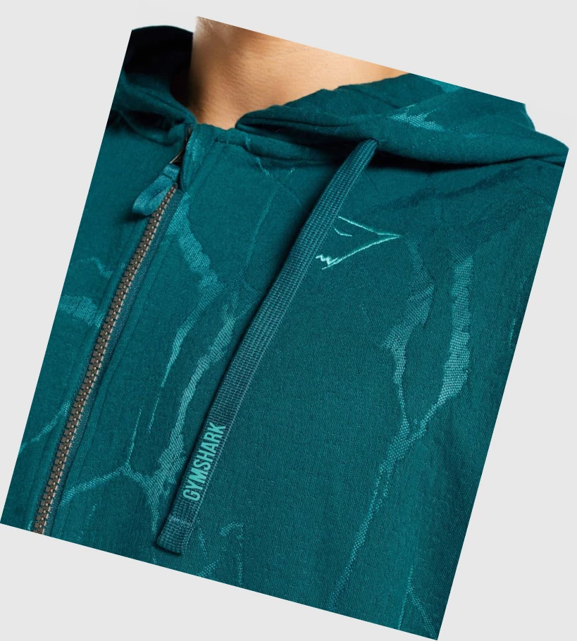 Sudadera Con Capucha Gymshark Power Zip Up Hombre Turquesa | IPTSZWK-12