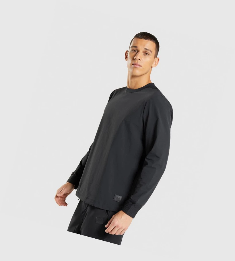 Sudadera Con Capucha Gymshark Retake Crew Hombre Negros | DQMPETL-01