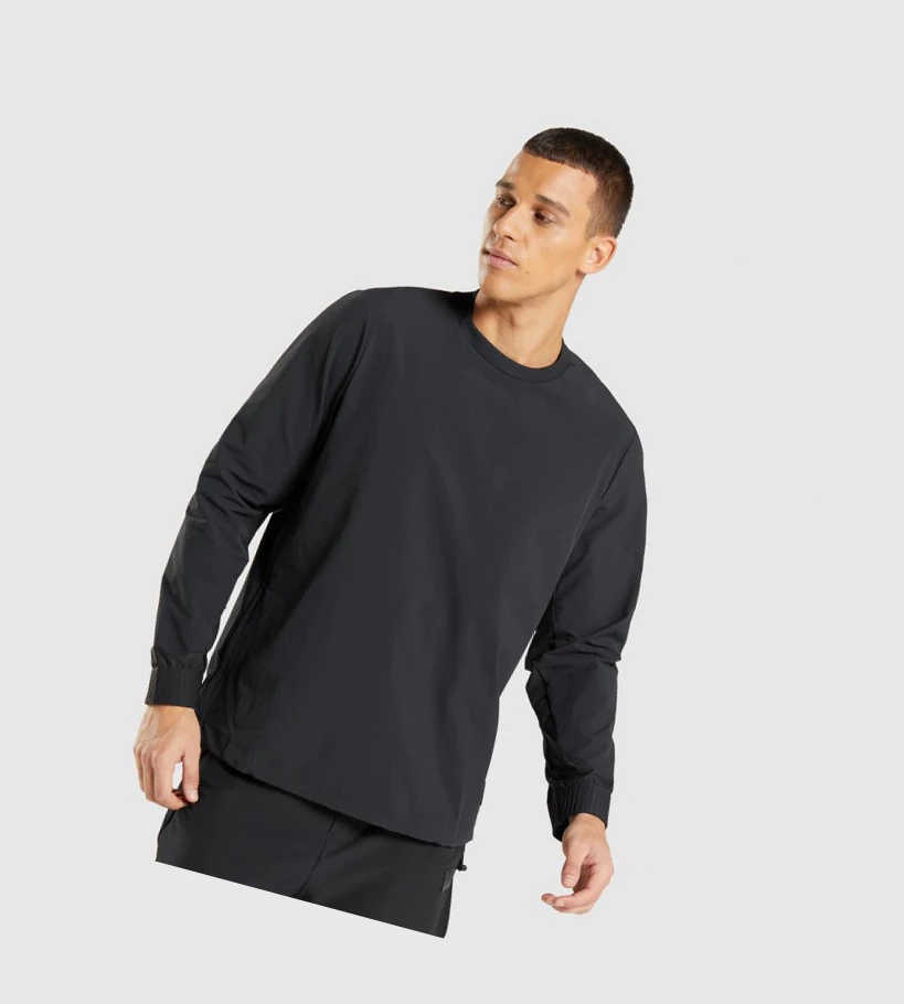 Sudadera Con Capucha Gymshark Retake Crew Hombre Negros | DQMPETL-01