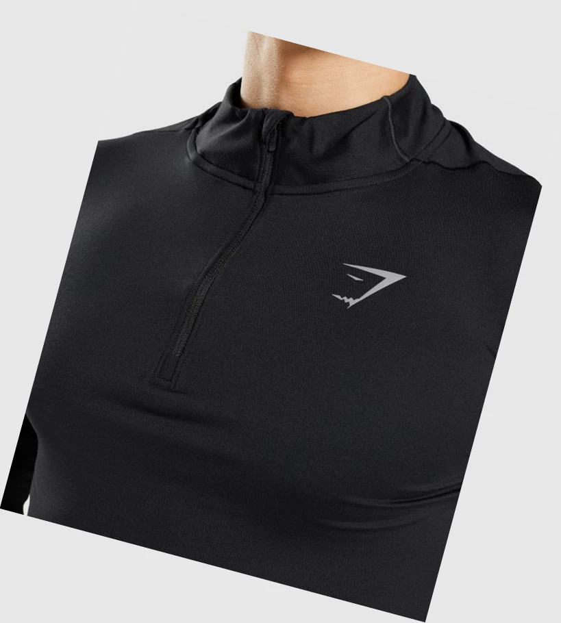 Sudadera Con Capucha Gymshark Speed 1/4 Zip Hombre Negros | VHCBIAO-64