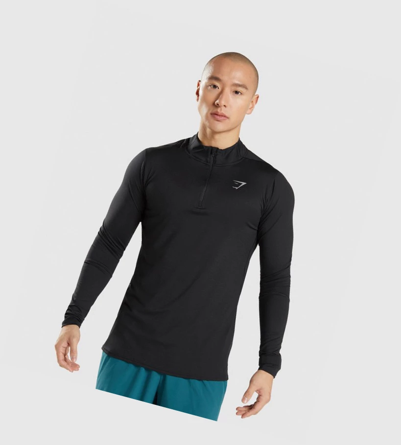 Sudadera Con Capucha Gymshark Speed 1/4 Zip Hombre Negros | VHCBIAO-64