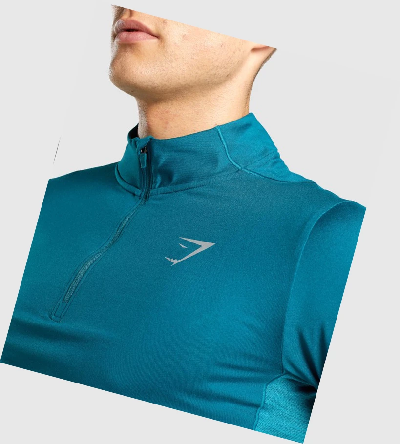 Sudadera Con Capucha Gymshark Speed 1/4 Zip Hombre Turquesa | ZCQKSPU-95