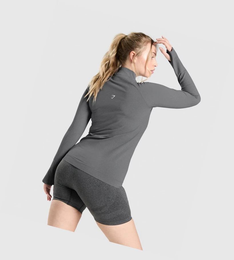 Sudadera Con Capucha Gymshark Vital Seamless 2.0 1/2 Zip Mujer Grises | MLRXVIW-15