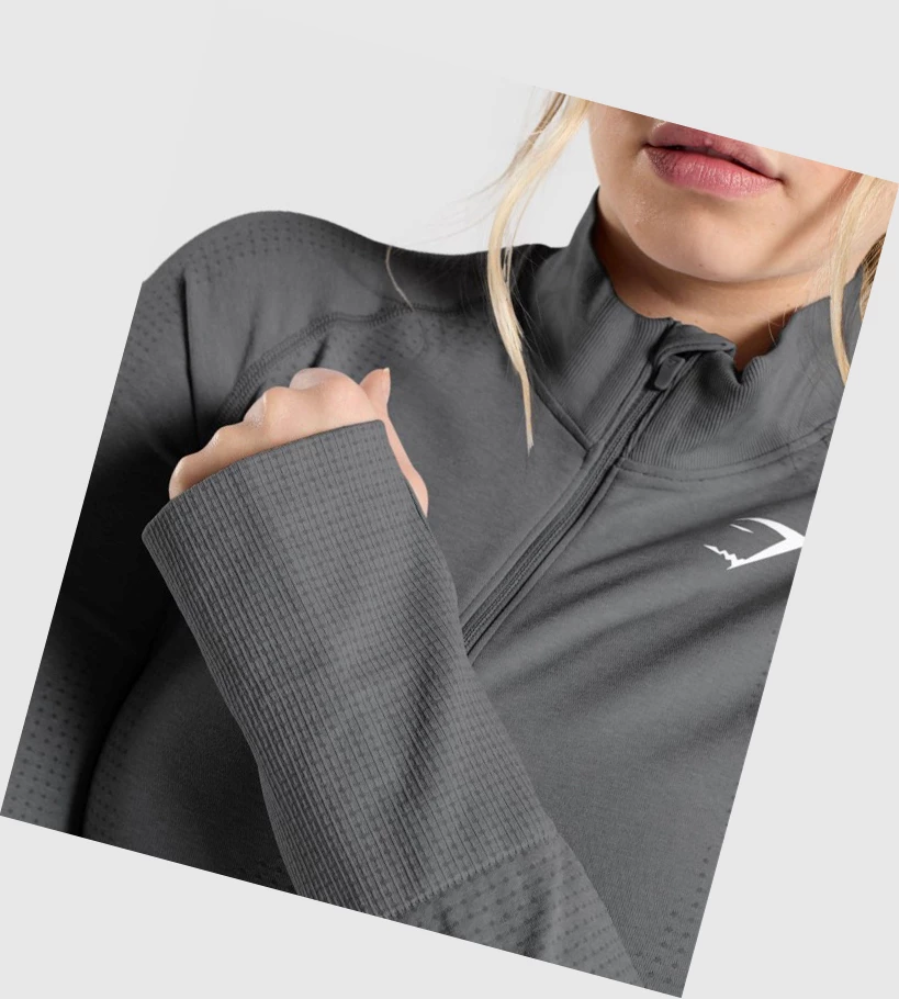 Sudadera Con Capucha Gymshark Vital Seamless 2.0 1/2 Zip Mujer Grises | MLRXVIW-15