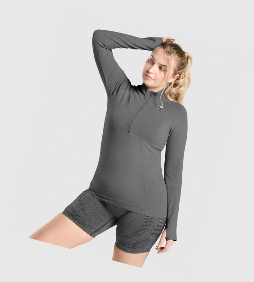 Sudadera Con Capucha Gymshark Vital Seamless 2.0 1/2 Zip Mujer Grises | MLRXVIW-15