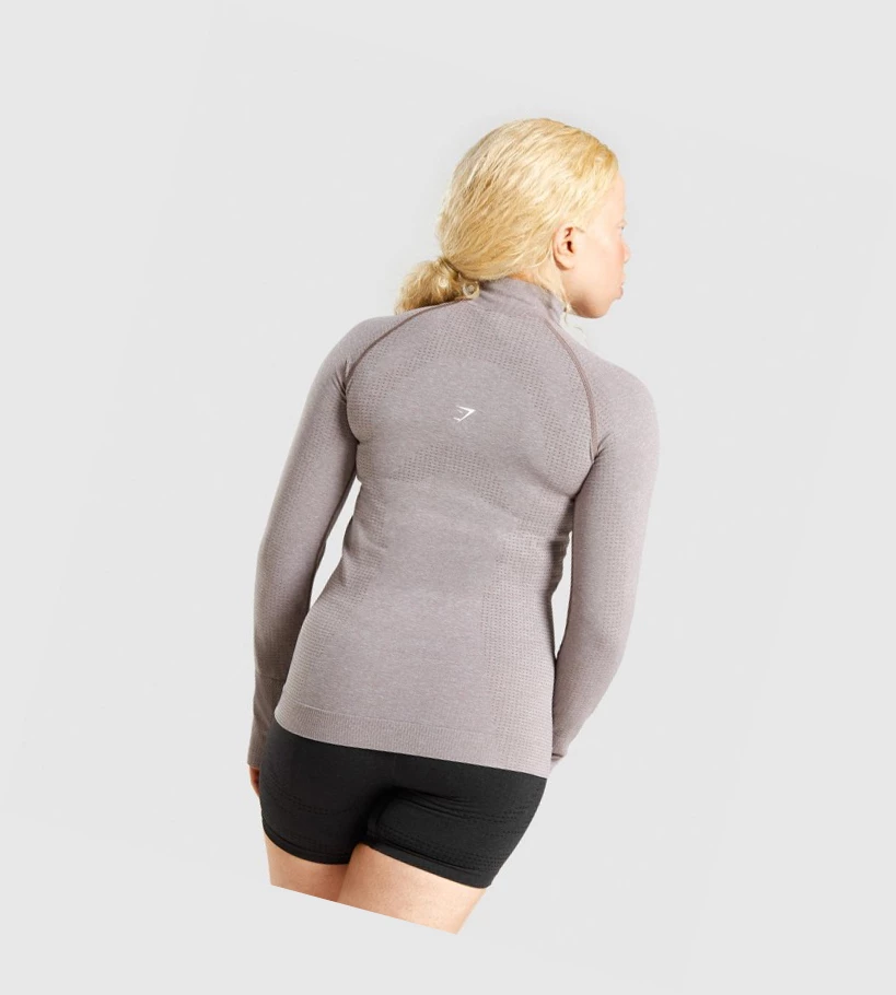 Sudadera Con Capucha Gymshark Vital Seamless 2.0 1/2 Zip Mujer Grises Marrom | SVNYCLO-27